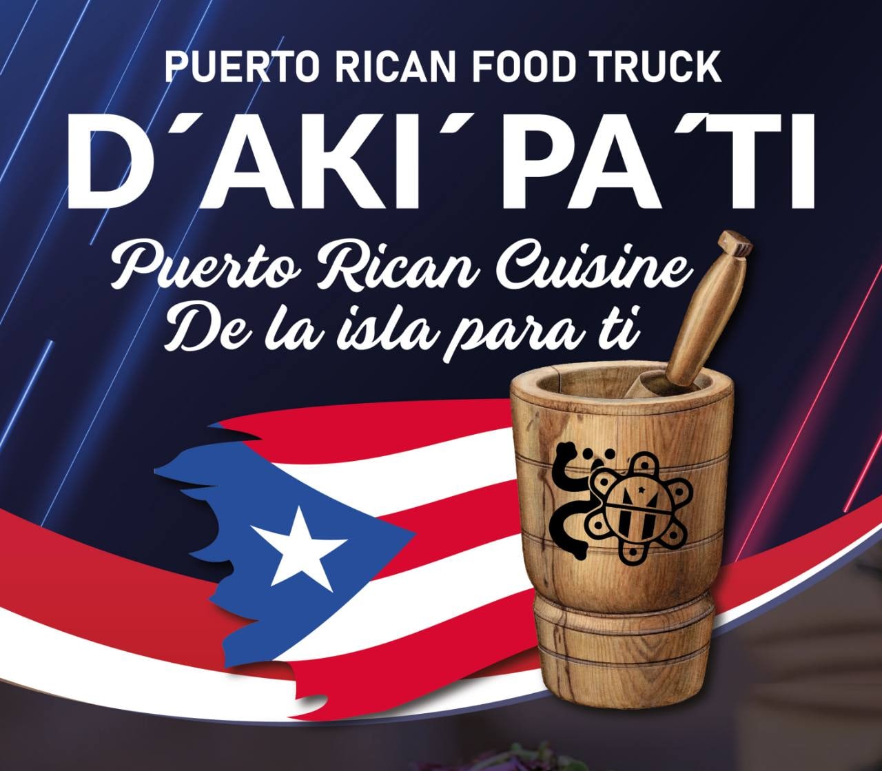 Official D'AKI'PA'TI Puerto Rican Cuisine brand artwork